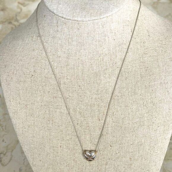 Tiffany & Co. “Cross My Heart” Sterling Silver & 18K Gold Heart Necklace - Picture 5 of 7